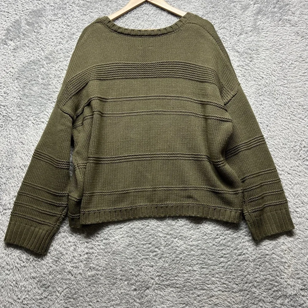 Harper Sweater‎ Cardigan Womens Large Olive Green Open Front Relaxed Francesca - Picture 4 of 12